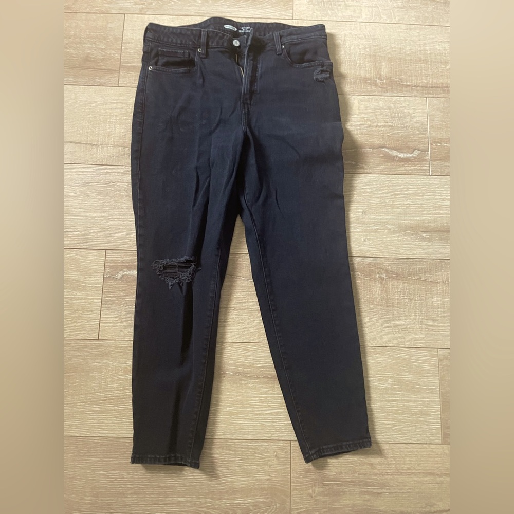 Old Navy Boot Cut Ripped Black Jeans Sz 12 EUC